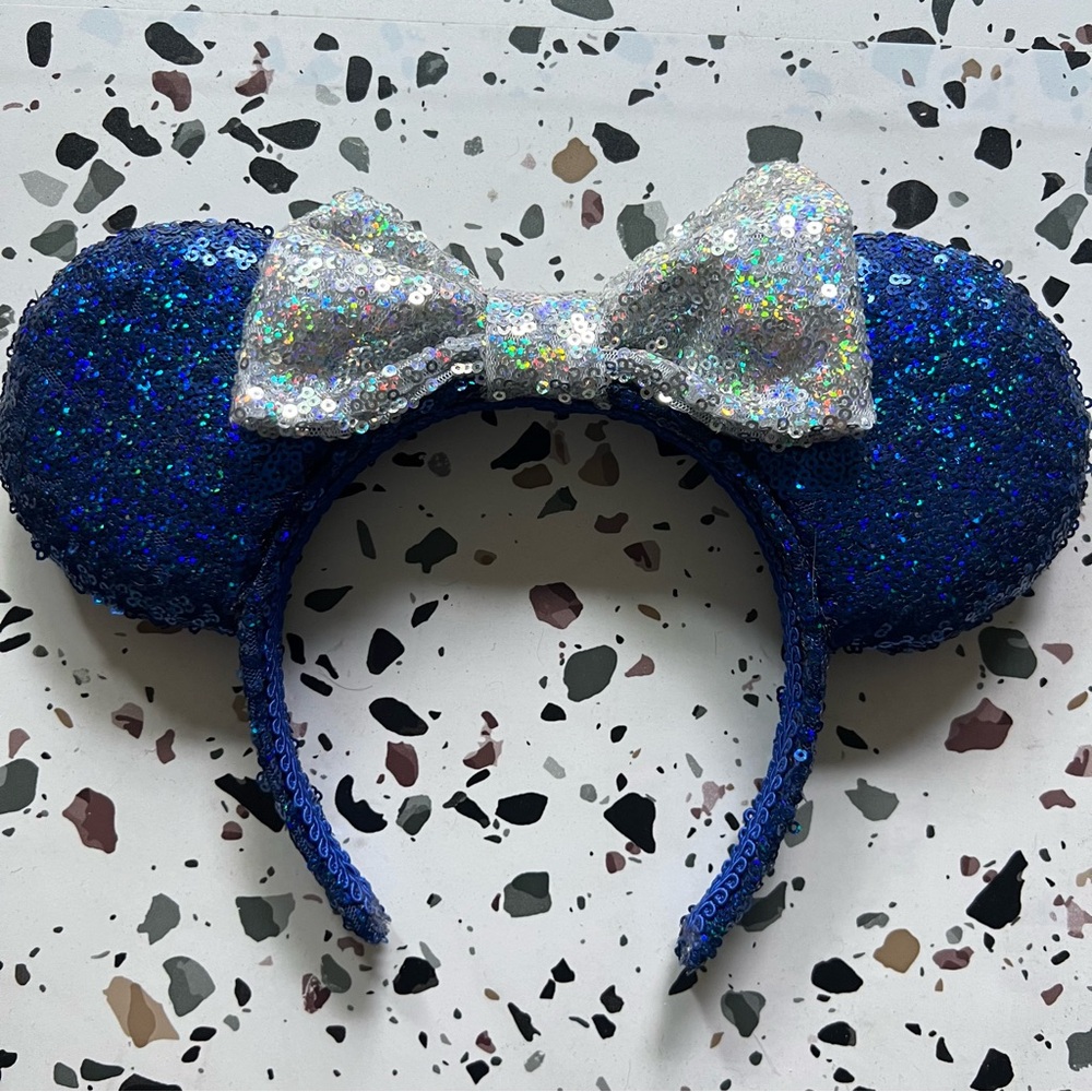 Blue and Silver Irridescent Sequin Mouse Ears